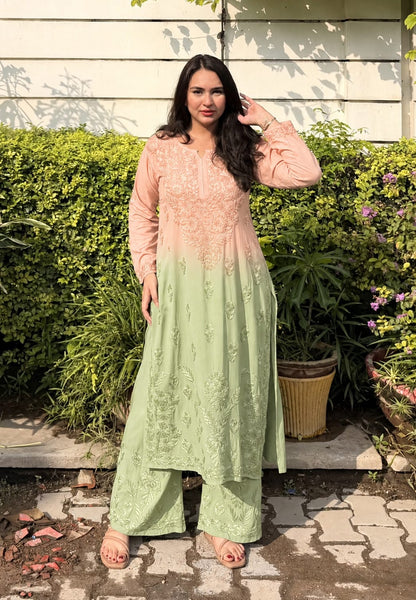 Aakriti Dual Shade Pure Modal Cotton Pastel Chikankari Set
