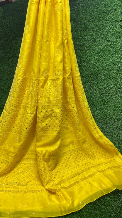 Vidushi Pure Chanderi Chikankari Saree