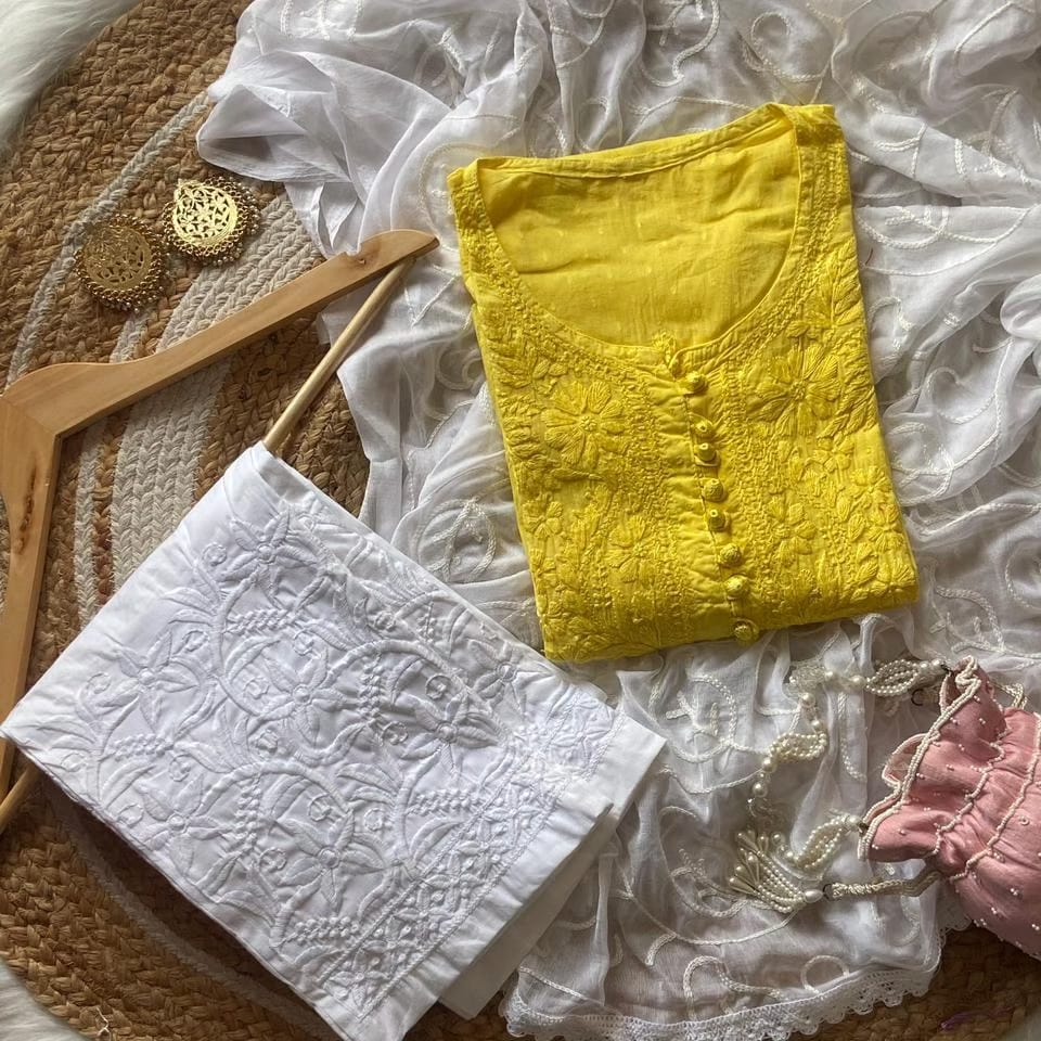 Mulmul Cotton Chikankari Suit Set