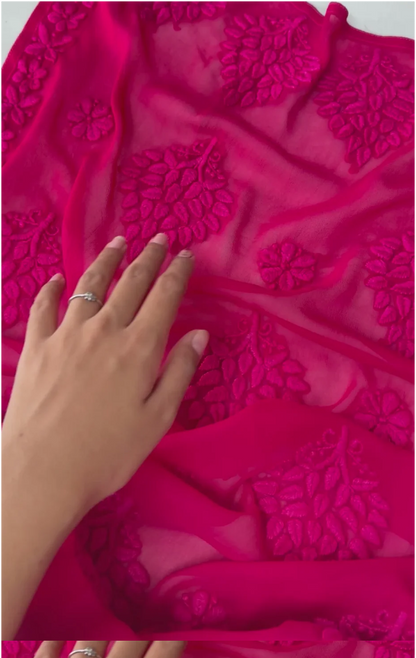 Haniya 3D viscose Georgette Lucknowi Chikankari Kurtas