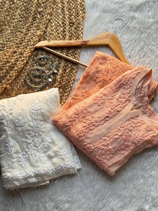 Handembroidred 3D Chikankari Viscose Set