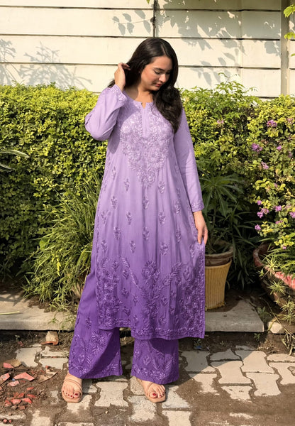 Aakriti Dual Shade Pure Modal Cotton Pastel Chikankari Set