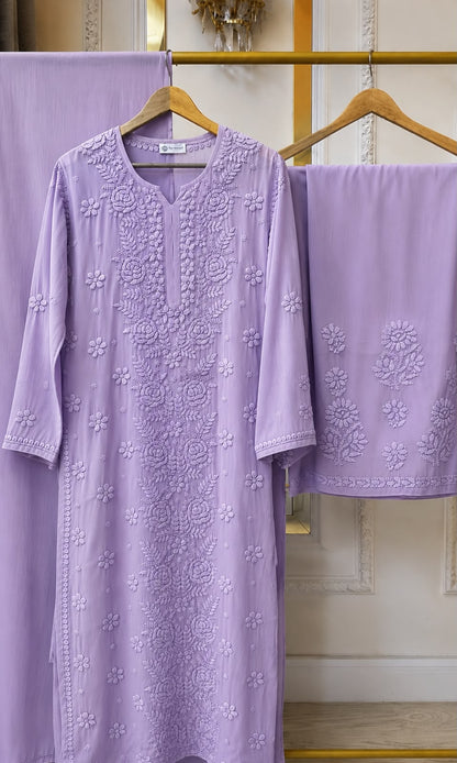 Rose Panel Viscose Georgette 3D Handembroidred Suit Set