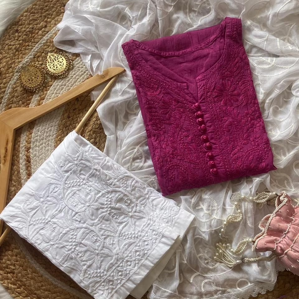 Mulmul Cotton Chikankari Suit Set