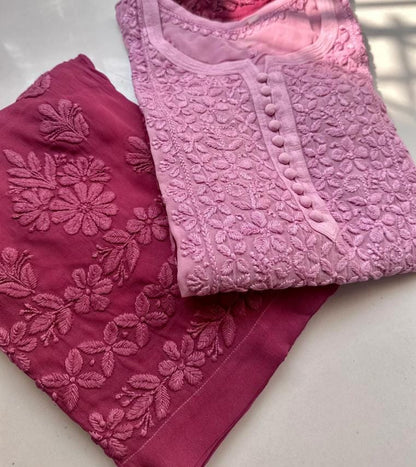Nazia 3d Handembroidred Viscose Chikankari Set