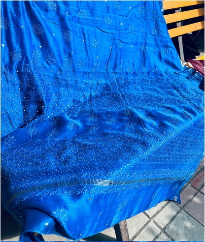 Vidushi Pure Chanderi Chikankari Saree