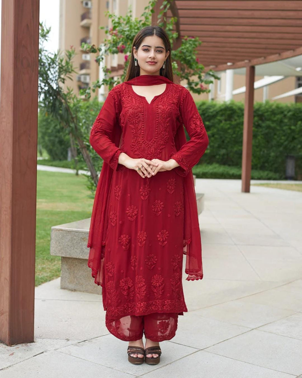 Noora Pure Viscose Georgette 3D Handembroidred Suit Set