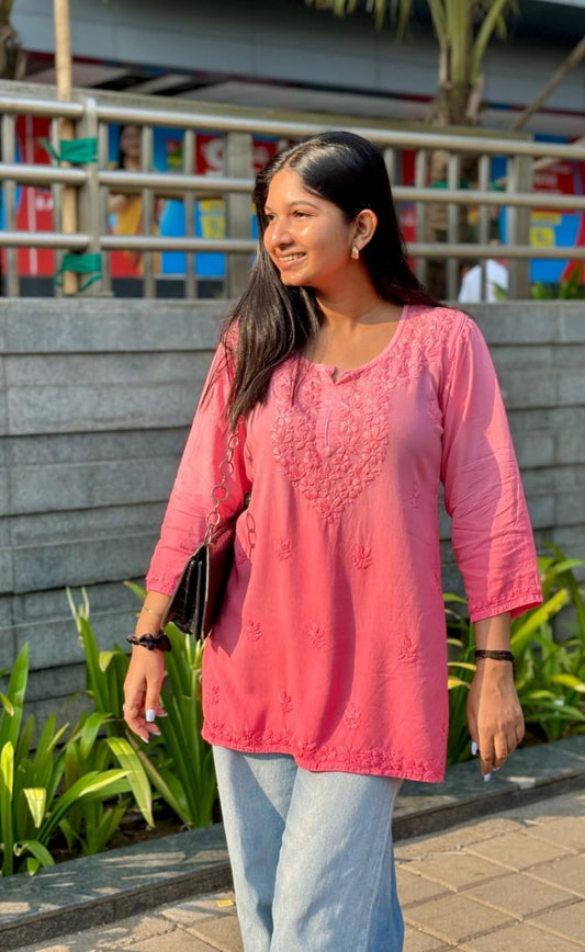 Ombre Short Chikankari Kurti