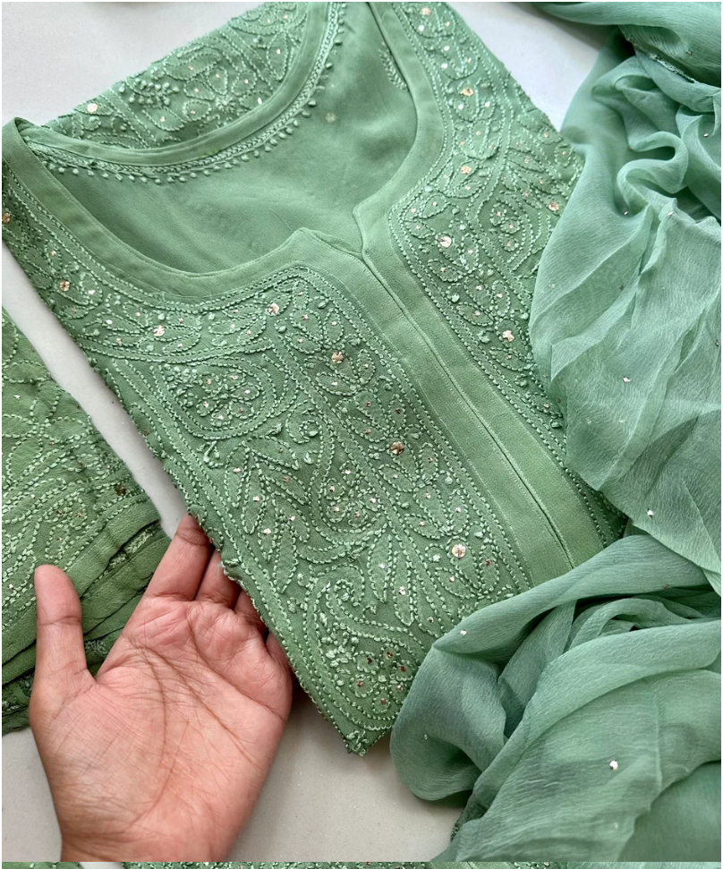 Iva Festive Launch - Premium Viscsoe Chikankari Set
