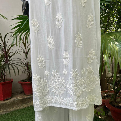 Farheen White Soft Cotton Chikankari Kurta Set