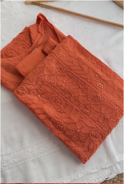 Dia Pure Full Jaal Georgette Fine Chikankari Kurta Set