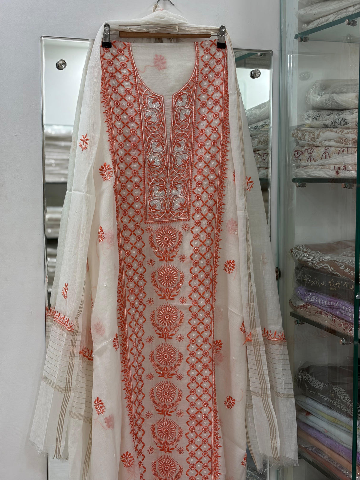 Unstitched Suit Set Pure Chanderi Set