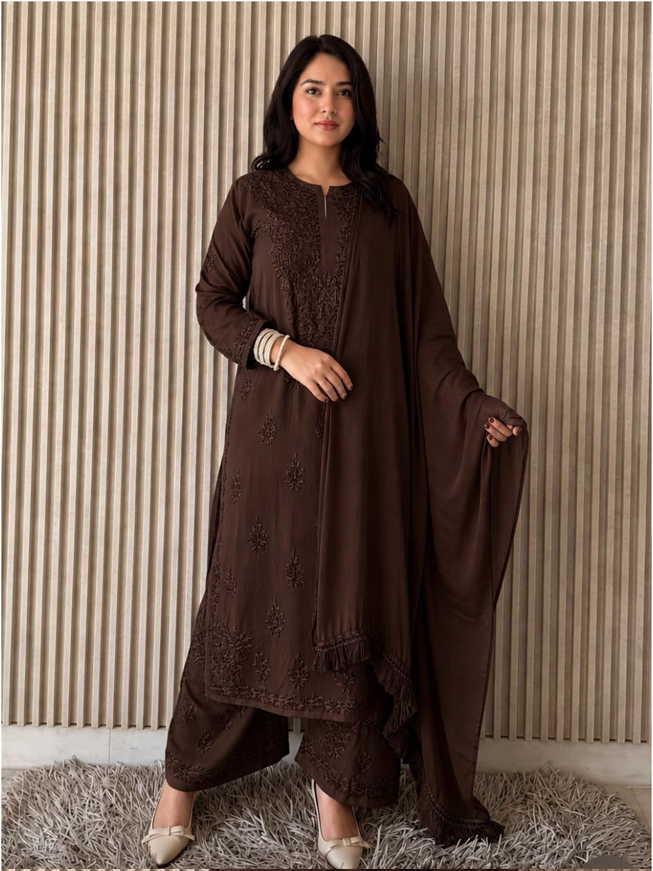 Farah Soft Cotton Modal Chikankari Suit Set
