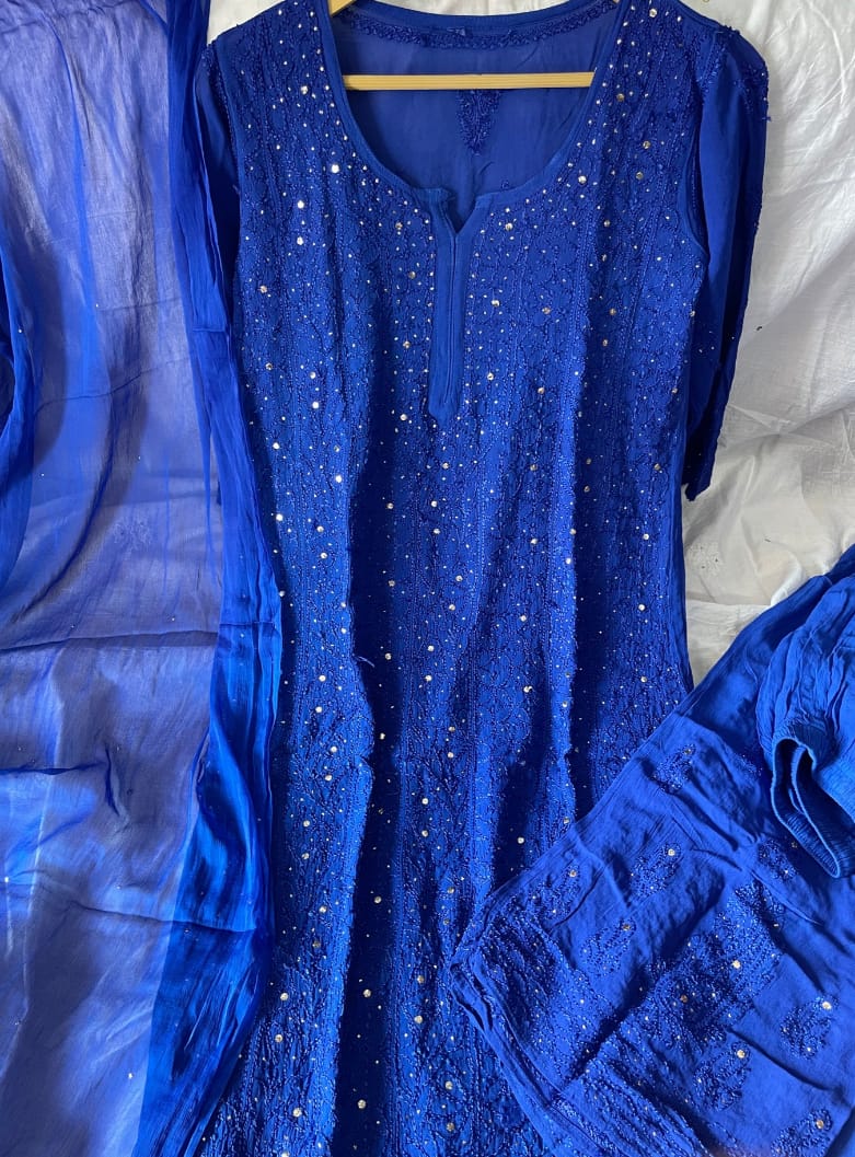 Rosy Pure Viscose Full Jaal Mukaish Set