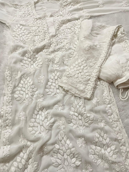 Pure Viscose Georgette 3D Hand embroidery Suit Set
