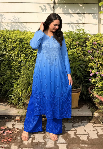 Aakriti Dual Shade Pure Modal Cotton Pastel Chikankari Set