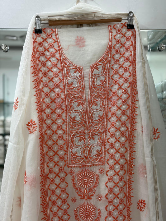 Unstitched Suit Set Pure Chanderi Set