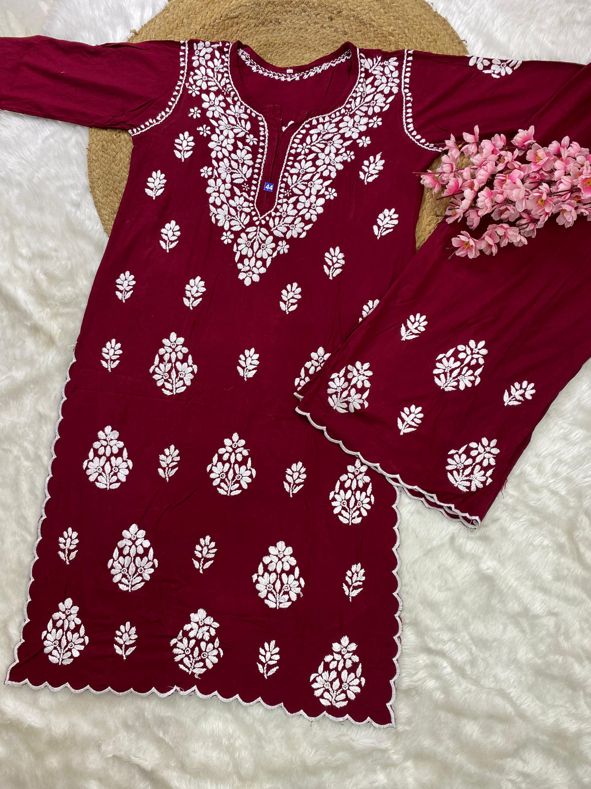 Aahana Soft Cotton Scallop Work Coord Set