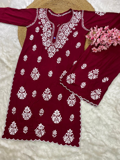 Aahana Soft Cotton Scallop Work Coord Set