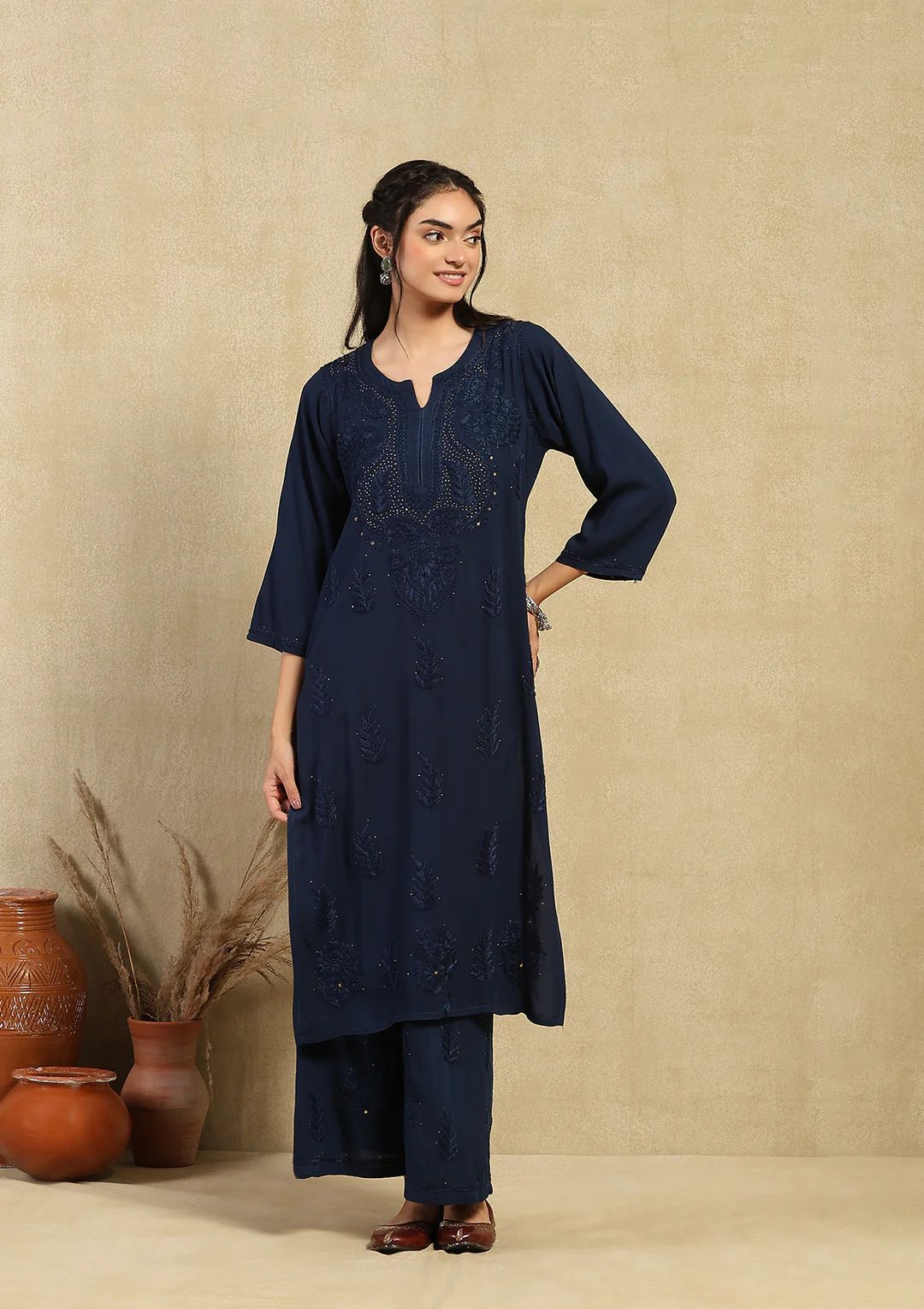 Chandani Premium Soft Rayon Mukaish Work Kurta Set
