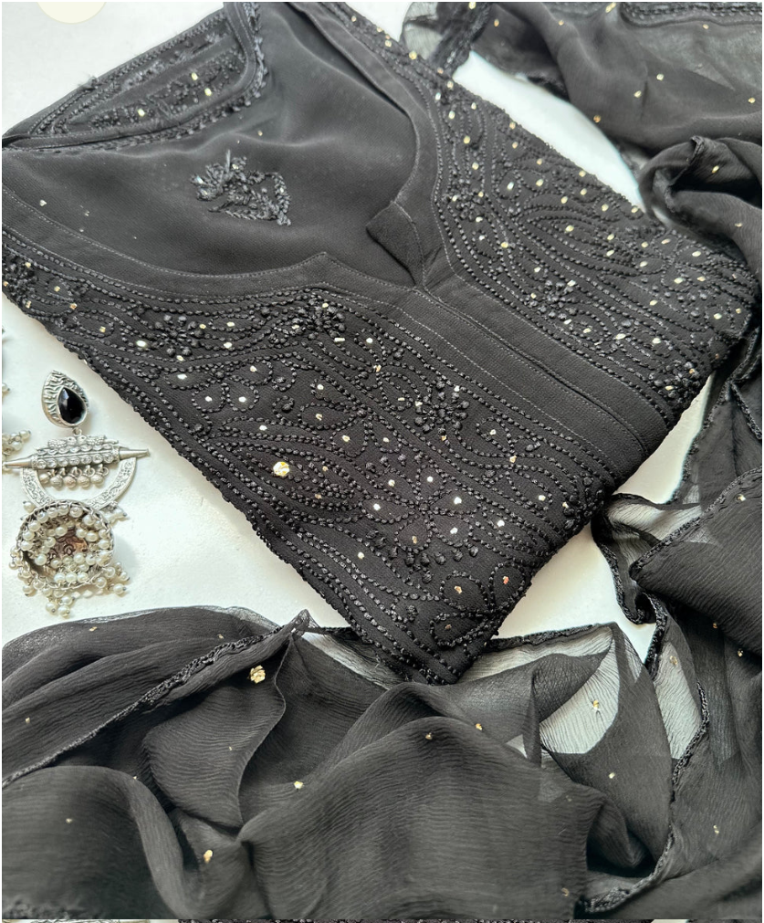 Rosy Pure Viscose Full Jaal Mukaish Set