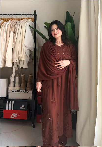 Diya Soft Reyon Mukaish Chikankari Set