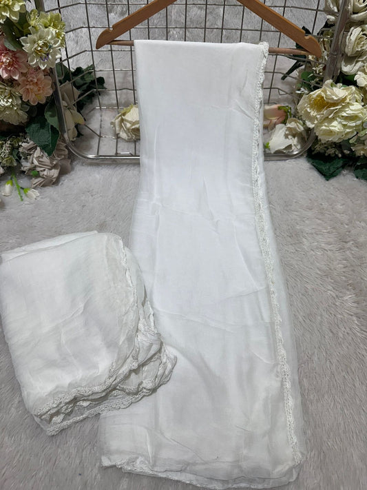 Zeenat White Chiffon Duptta