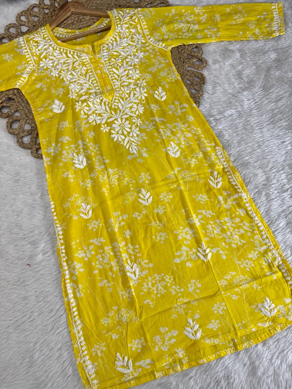 Farhaa Floral Long MulMul  Cotton kurta