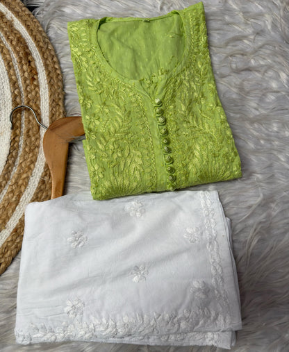 Farah Bloom Pastel Edit -Dobby Cotton Chikankari Long Kurta