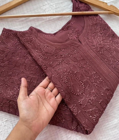 Dia Pure Full Jaal Georgette Fine Chikankari Kurta Set