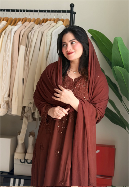 Diya Soft Reyon Mukaish Chikankari Set
