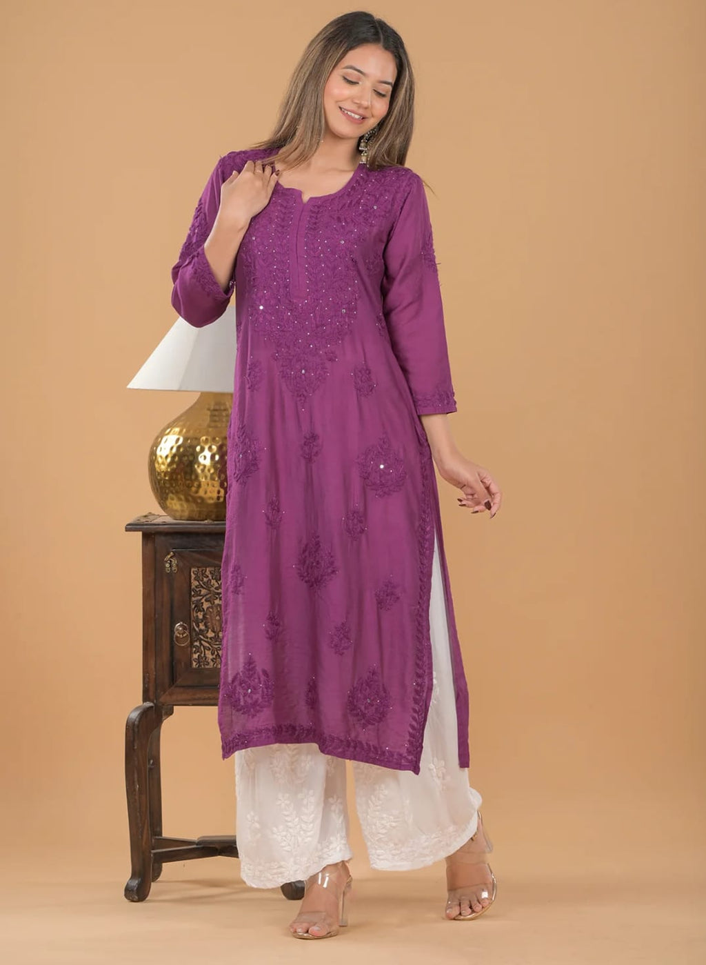 Aayat Chanderi Silk Mukaish Embellished Long Kurti