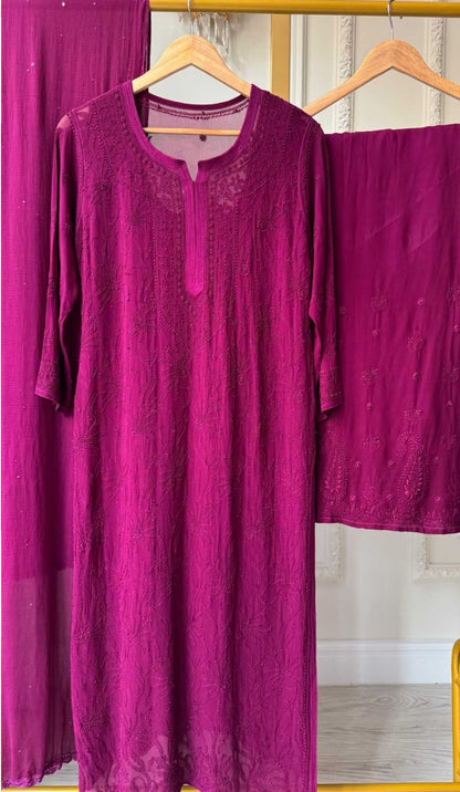 Fazera Luxe Pure Viscose Full Jaal Chikankari  Sets