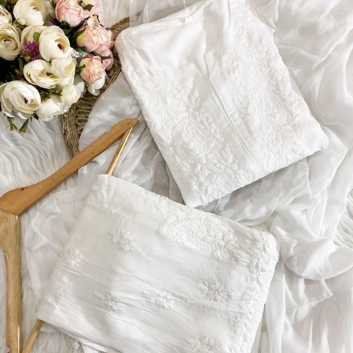 Sarah Ombre Soft Reyon Chikankari set