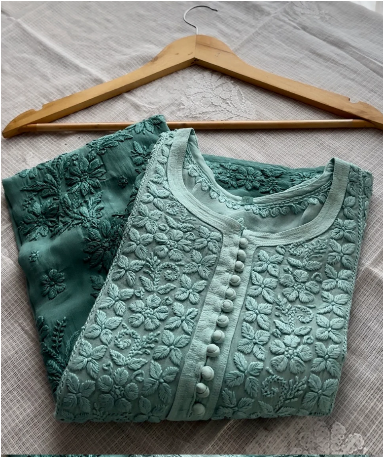 Nazia 3d Handembroidred Viscose Chikankari Set