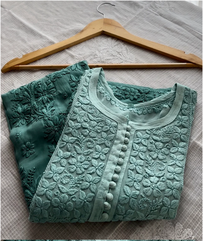 Nazia 3d Handembroidred Viscose Chikankari Set