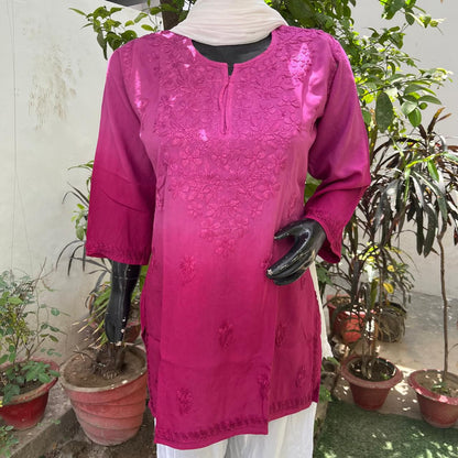 Ombre Short Chikankari Kurti