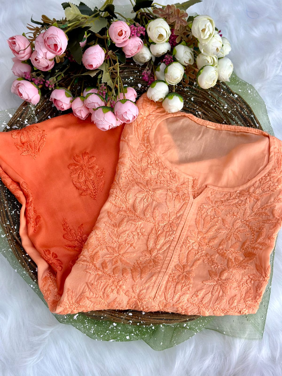 Ombre Long Chikankari Cotton Kurta