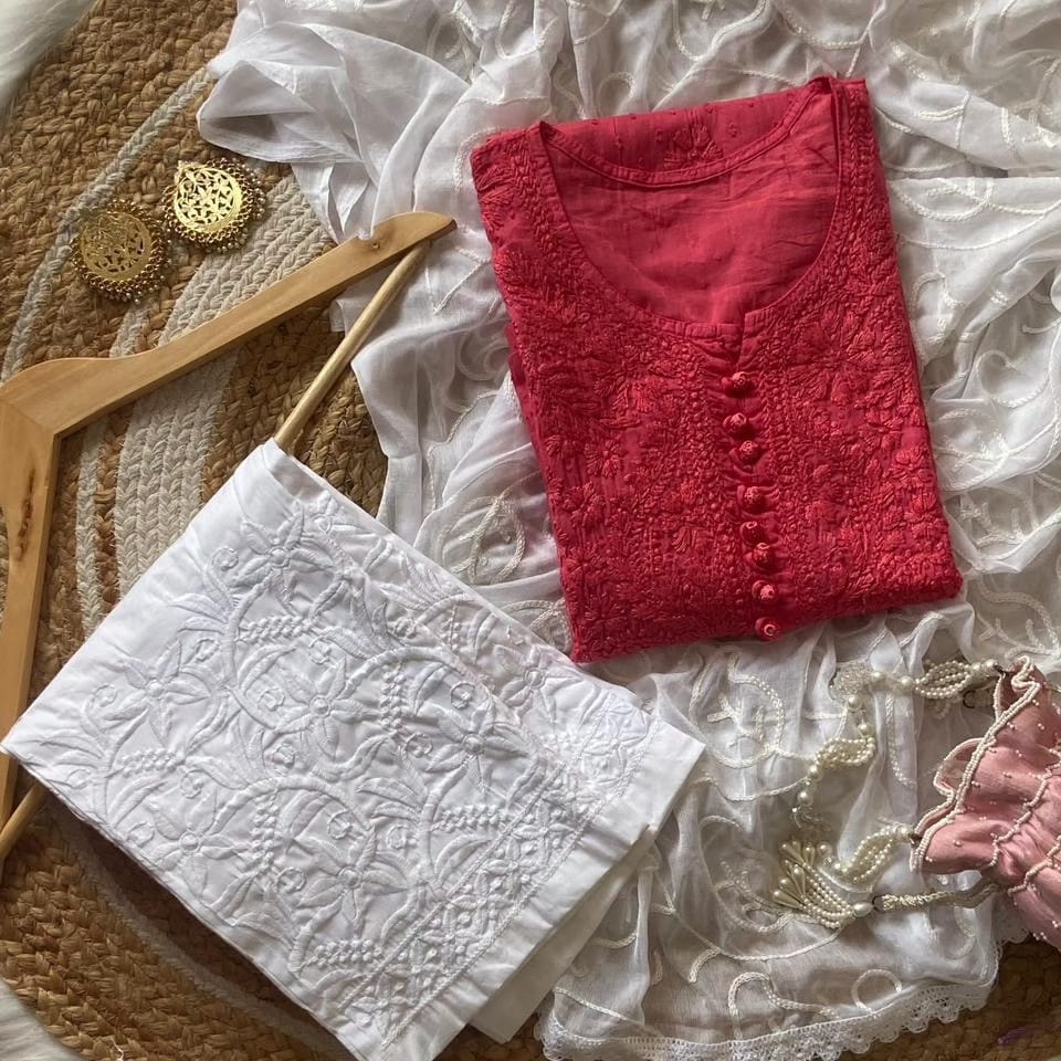 Mulmul Cotton Chikankari Suit Set