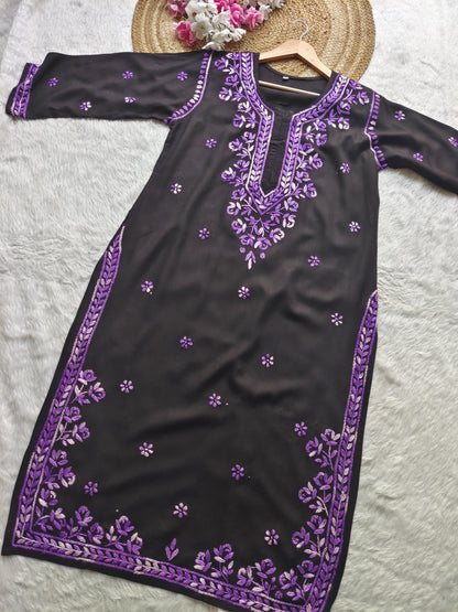 Dual Thread Chikankari Long Kurti