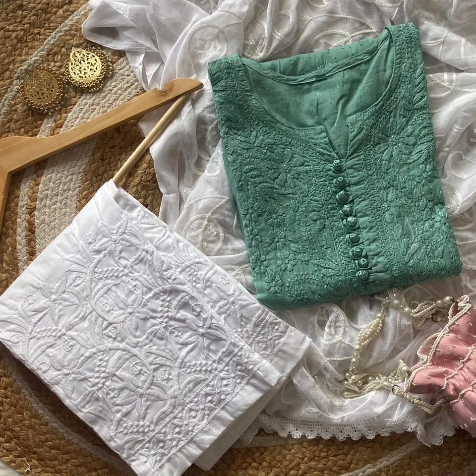 Mulmul Cotton Chikankari Suit Set