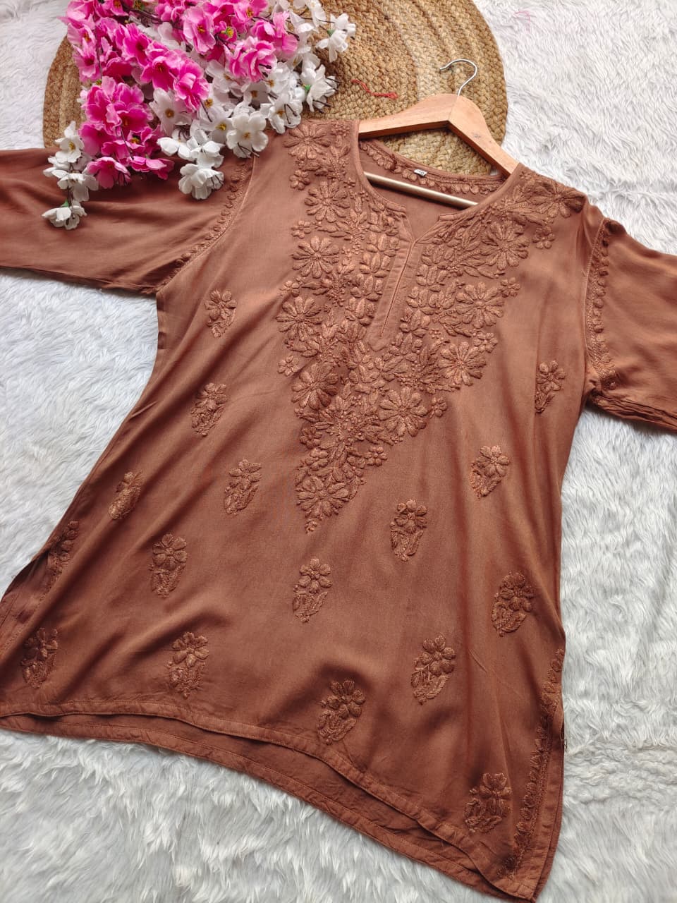 Cotton Short Chikankari Kurti