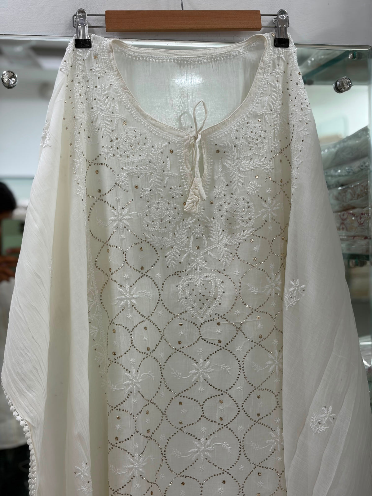 Semi Stitched Kafatan Pure Mulmul chanderi Fabric