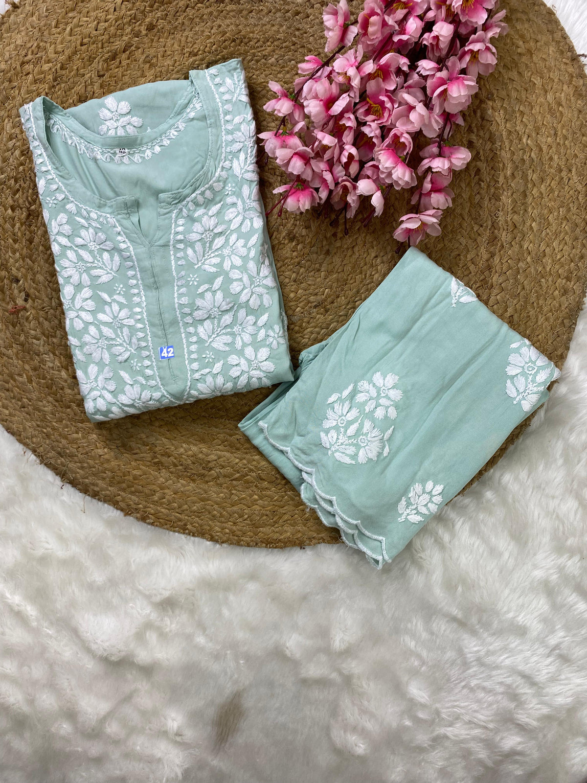 Aahana Soft Cotton Scallop Work Coord Set