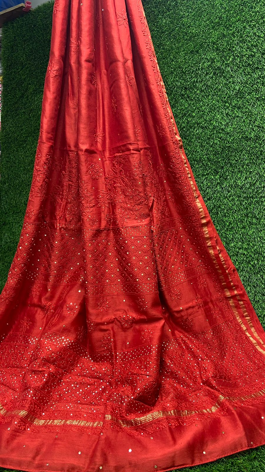 Vidushi Pure Chanderi Chikankari Saree