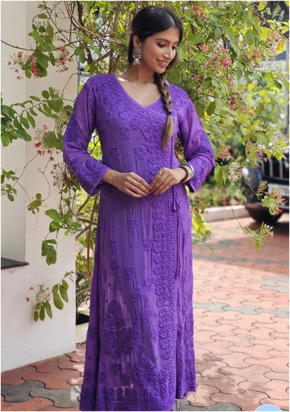 Angrakha - Pure Viscose Georgette 3D Handembroired