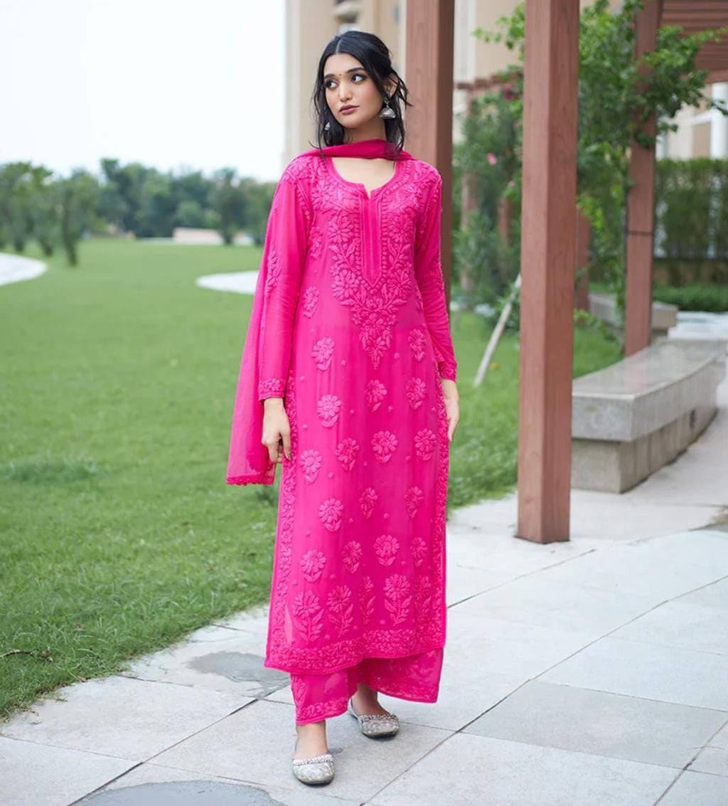Noora Pure Viscose Georgette 3D Handembroidred Suit Set