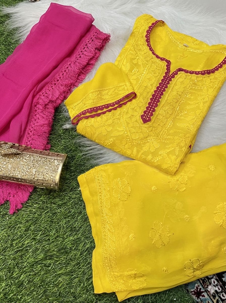 Full Jaal Resham Thread Hand Embroidered Viscose Set