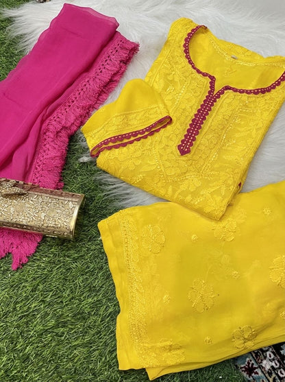 Full Jaal Resham Thread Hand Embroidered Viscose Set