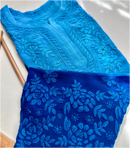 Kiara Rose Panel 5D Handembroidred Viscose Chikankari long kurta